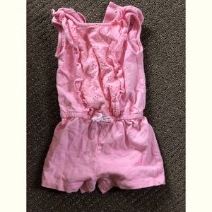 Pink romper and striped romper